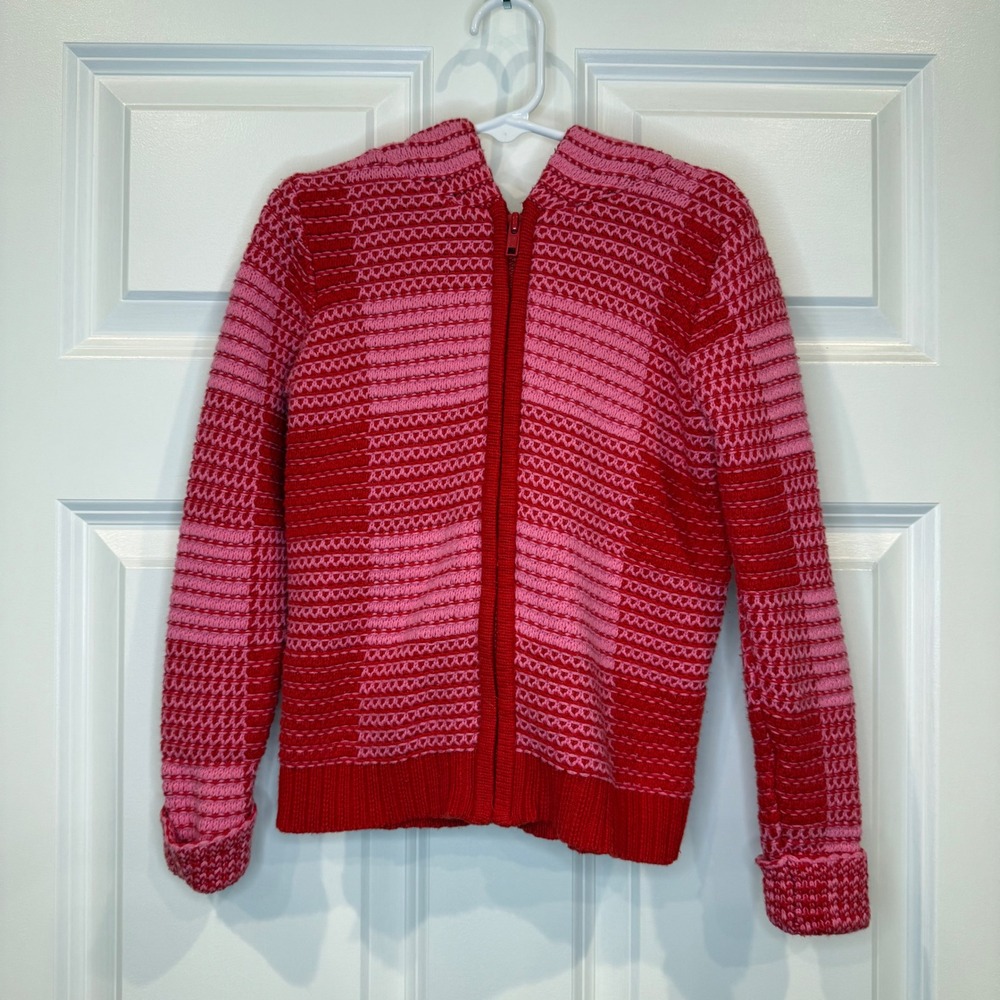 Cat & Jack Girl's Size 5T Knit Hooded Sherpa Lined Zip Up Sweater Jacket